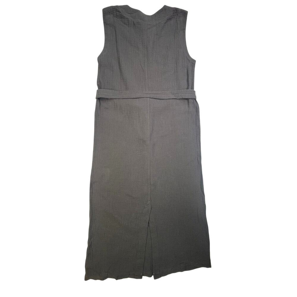 Faherty Organic Cotton Westport Tank Dress Washed Black Midi Belted Small - Picture 2 of 10